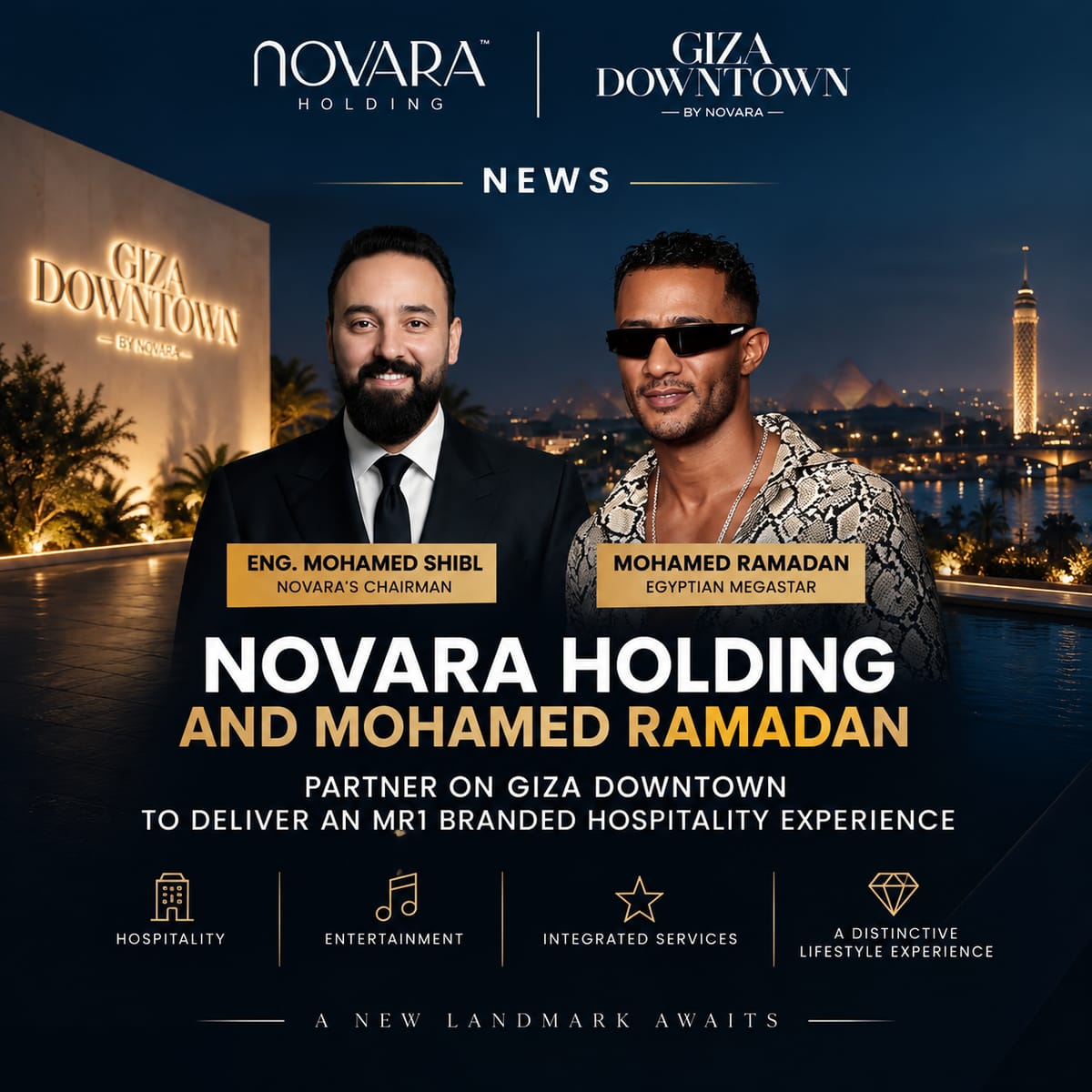Novara Holding Partners with Mohamed Ramadan for MR1 at Giza Downtown